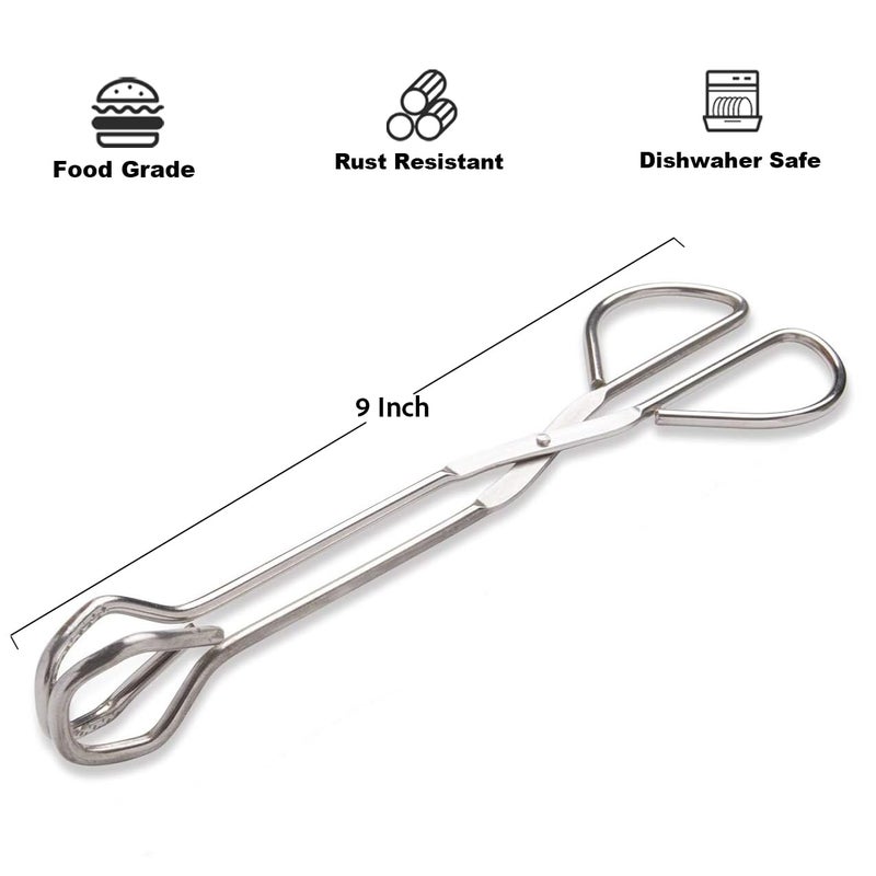 Hiash 9-Inch Heavy Duty Stainless Steel Kitchen Tongs - Comfortable Ergonomic Grip, Scissor Design, Heat Resistant for BBQ and Cooking - Image 2